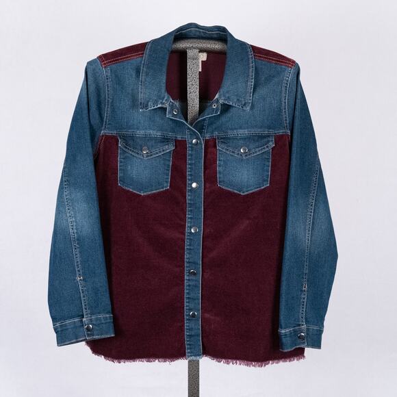 LOGO by Lori Goldstein Jackets & Blazers - Logo Lori Goldstein Denim Jacket w/ Stretch Corduroy Size LARGE Western Cowgirl